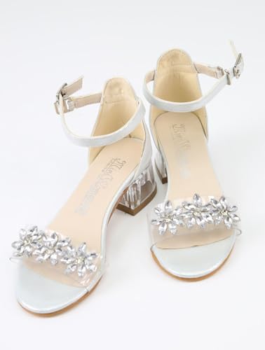 SIRRI Girls Ankle-Strap Shoes, Block Heels Rhinestone Sandals for Special Occasion2