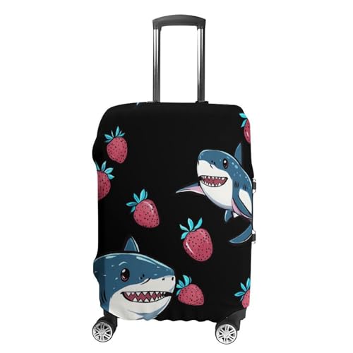 Shark Strawberry Travel Luggage Cover Suitcase Protector Baggage Covers for Men Women XL
