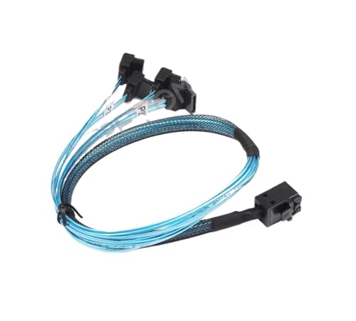 Cable SAS SFF-8643 a 4 SATA 7PIN 12Gbps 50CM 90°