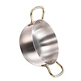 Riuulity Koreanischer Ramen-Topf, Robuster Edelstahl-Doppelgriff, Schnell Erhitzender Nudel-Kochtopf für Induktionsherd für Kochbegeisterte (SILVER)