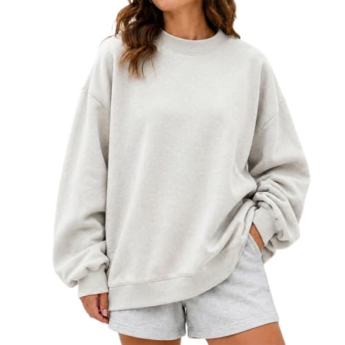 Image of Innfttwo Sweatshirts for Women UK Oversized Women's Jumpers Ladies Sweatshirts Crewneck Long Sleeve Womens Sweatshirt,Heather Grey,XS