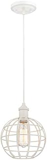 61051 One-Light Indoor Pendant, White Finish with Globe Cage Shade