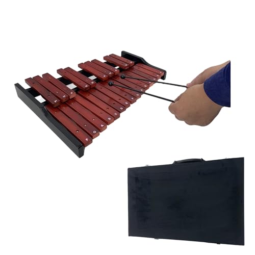 Image of Portable Professional 25 Key Xylophone, Alto Wood Xylophone, Percussion Bell Kit, Diatonic Scale from F to F, Semitone Scale from F to D (Rose Wood)