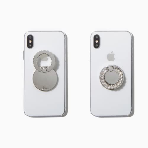 Sonix 装飾クリスタルラインストーン電話リング(シルバー、クリア)