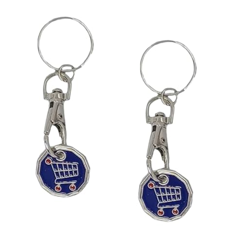 Fabulouz 2 PC Shopping Trolley Token Keyring Set - New 12 Edge Sided £1 Pound Coin Trolley Token for Locker Gym Shopping - Supermarket Cart Keychain Gift Set - (FUNKY TROLLEY)
