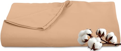 Image of Royale Linens 300 Thread Count 100% Long Staple Combed Cotton Flat Sheet - Super Soft - Top Sheets - Full Flat Sheet Sold Separately - Breathable, Cool & Crisp Percale Sheets Only (Twin XL, Sand)