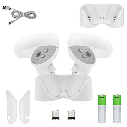 Linkidea Magnetic Charging Dock Station Compatible with Oculus Quest 2 Headset & Touch Controllers, Fast Charging Charger Stand Base VR Headset Controllers (White)