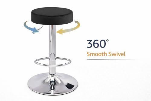 Image of NGFC High Bar Stool | Counter Stool for Kitchen, Office, Bar, Shop, Restaurant | Leatherette Upholstery | Black Finish with Chrome Base | Modern Design & Durable Build