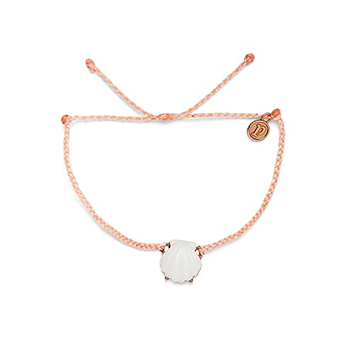 Pura Vida Silver or Rose Gold-Plated Grande Shell Bracelet - Adjustable Band, Brand Charm