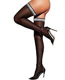 RSLOVE Bas Autofixant Femme Brillants   Bas pour Porte Jarretelles avec Silicone Antiglisse Noir