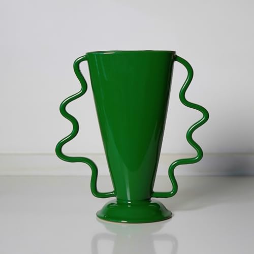 Image of Wild Works Green Rotary Vase Medieval Flower Vessel Living Room Entrance Personalized Simple Wabi Sabi Decorative Ornament Ceramic Ornament