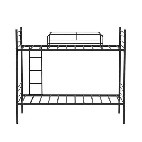 Image of TEKAVO Bunk Bed I Safety Guardrail I Easy-Climb Ladder I Metal Bed I Kids bunk Bed I Modern Bedroom Furniture I DIY (Black- Vista)