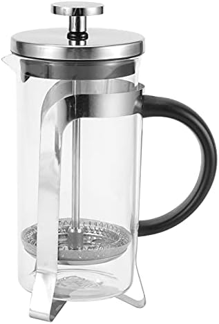 Fdit Explosion Proof Glass Coffee Press Pot with 3 Layer Fine Filter Stainless Steel Plunger for Household Kitchen Use, Home Coffee Making (350ml)