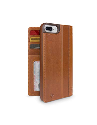Image of twelve south journal for iphone 8 plus / 7 plus / 6 plus | leather wallet shell and display stand (cognac)