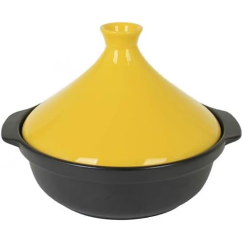 Wafity 家庭用キャセロールセラミックタジン鍋蒸し器高速熱伝導均一加熱スープキッチン用品 (イエロー)