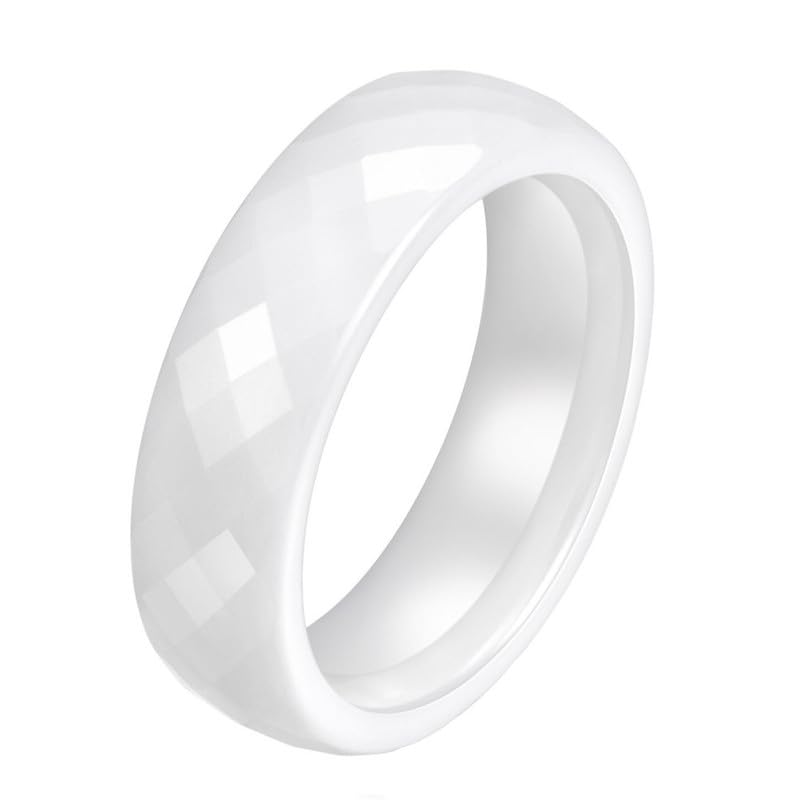 Joievievie 6MM Bague en Céramique à Facettes Anneau Blanc Couple Bijoux Homme Femme Alliance...