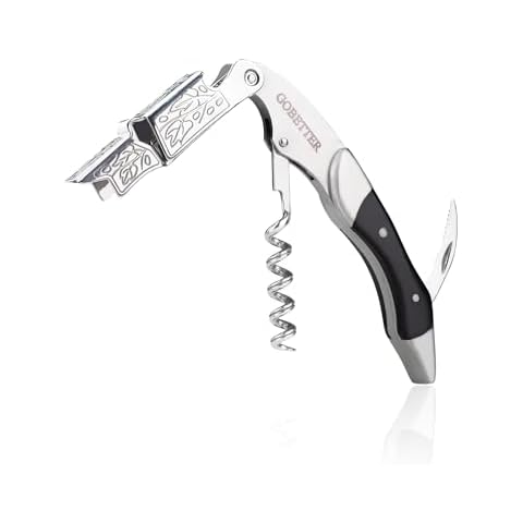 GOBETTER Wine Opener, Professional Corkscrews for Wine Bottles Cap Remover, Manual Wine Key for Home Use, Servers, Waiters Bartenders and Wine Lovers, Ebony Wood Cover