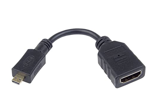 PremiumCord Adapter HDMI A auf Micro HDMI, Buchse auf Stecker, UHD 4K 2160p 60Hz, Full HD 1080p, 3D, Farbe schwarz, Vergoldete Anschlüsse, 13cm