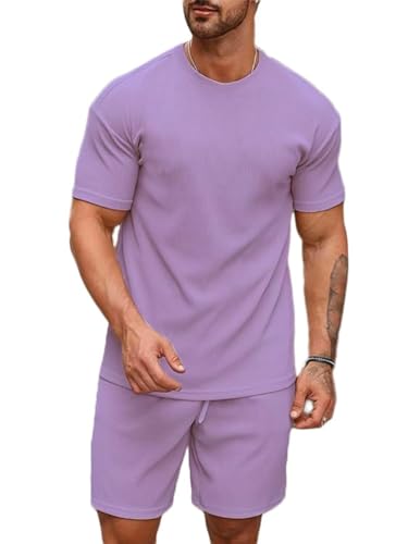 SMOWKLY Men's Pyjama Set - T-Shirt and Shorts Night Wear - Night Suit for Men