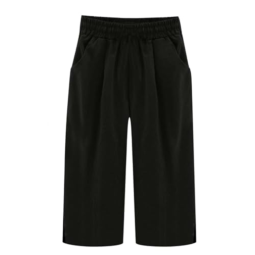 Linen Capris for Women Summer Lightweight High Waisted Cropped Pants Fall Trendy Casual Wide Leg Loose Work Trousers3