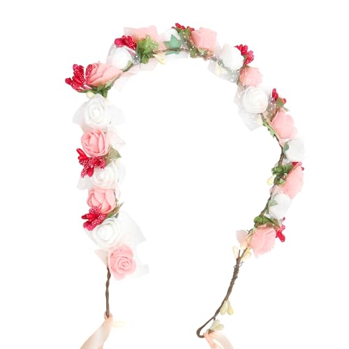 Coroa de flores para mulher diadema Dirndl com pérolas para casamento, Oktoberfest, festa temática acessório elegante para mulheres e festas