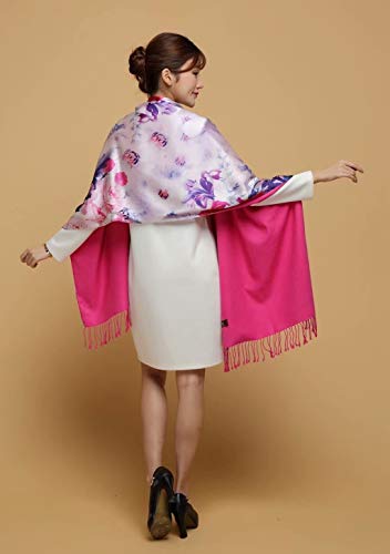 HangErFeng Cachecol duplo de seda jacquard escovado lenço de cabelo xales embalagem de presente H300