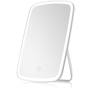 NEZZOE Make-up-Spiegel, Touchscreen, beleuchteter Spiegel mit LED-Helligkeit, verstellbar, tragbar, wiederaufladbar über USB