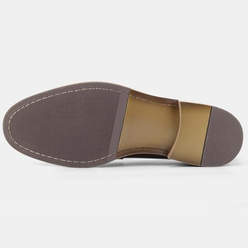 Mens Tassel Loafers Dress Shoes Slip-on Leather Moccasins Hand-Stitched Wooden Sole Penny Dress Loafers for Men3