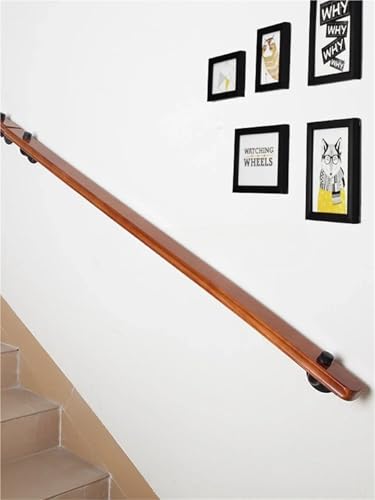 Rampe escalier bois massif 150cm main courante murale 2 points - 3