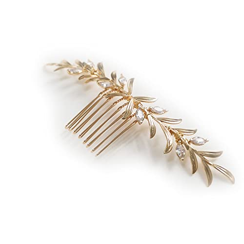 Bridal Hair Comb Gold Leaf Crystal Hair Vine Bridal Hair Accessories Rhinestone Headpiece