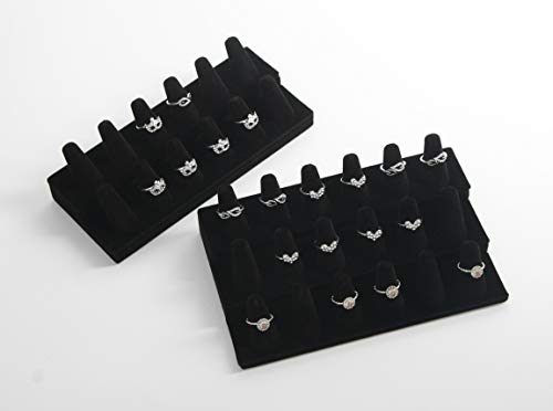 Stratalife Ring Holder 18 Slot Finger Ring Display Jewelry Holder Organizer Storage Jewelry Display Stand for Vendor Selling Velvet Black