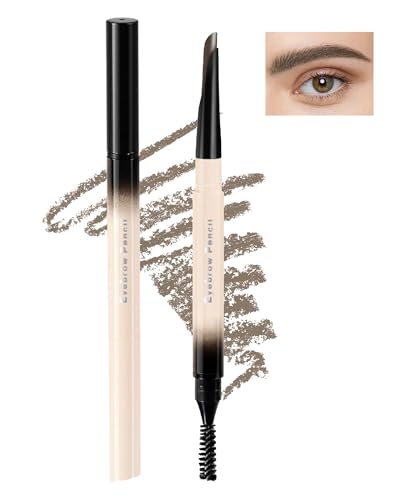 Retractable Eyebrow Definer Pencil with Spoolie, Grey Brown, Waterproof Long Lasting Brow Pencil, Soft Textured, Angled Tip Applicator for Natural-Looking Brows, Eyebrow Filler Pen Makeup for Women-02
