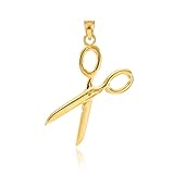 Fine 14k Yellow Gold High Polish Hair Stylist Scissor Charm Pendant