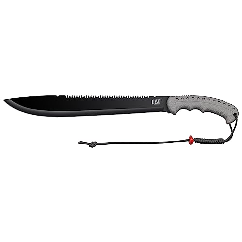 CAT Latin 21-Inch Machete with Shoulder Strap Sheath, Blade Knife with Ergonomic Comfort Tool Handle, Cut, Chop, Clear Brush, Garden, Outdoors, Camping - 980409ECT Black