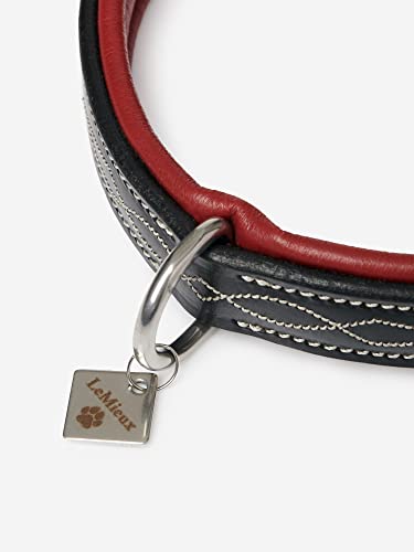LeMieux Windsor Soft Padded Leather Dog Collar in Black/Burgundy - Image 4