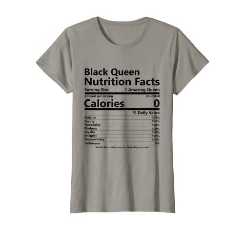 Mujer Información nutricional Black Queen Afro Melanin Black History Camiseta