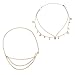 2 Pcs Gold Metal Waist Chain Set, Dainty Sunflower Body Chain Fashion Sun & Moon Waist Jewelry Adjustable Multilayer Body Jewelry Accessories for Women Dresses Jeans Decor Supplies