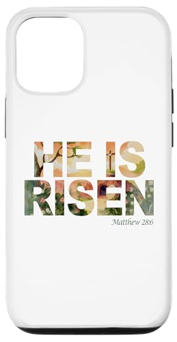 He is Risen ? Watercolor Passover Easter Cross of Jesus �X�}�z�P�[�X iPhone 12/12 Pro �p