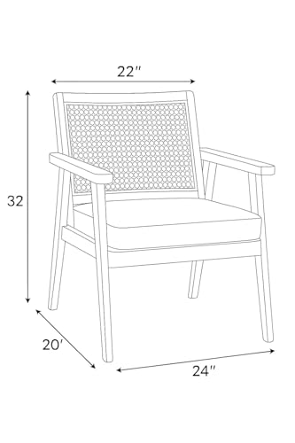 Image of Solid Premium Sheesham Wood Arm Chair with Cushion || Cane Chairs for Balcony || Wooden Armrest Chair Garden Chairs Outdoor & Indoor || Dining Chair for Living Room Furniture
