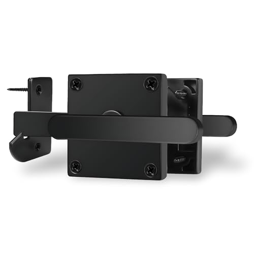 Heavy Duty Matte Finish Gate Latch,Aluminum Double Side Swinging Door Hardware Latches, Fit for Outdoor Gates,Farmhouse,Farm,Garden,Shed Barn,Courtyard,Cottages,Black