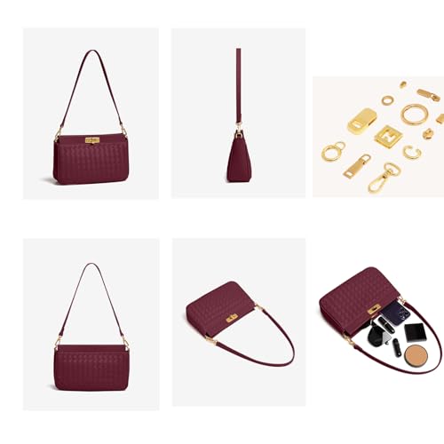 Shoulder Bag for Women Weave Bags Lightweight Tote Bags Vegan Leather Handbags Handmade Cute Bags Sling Purse with Pocket4