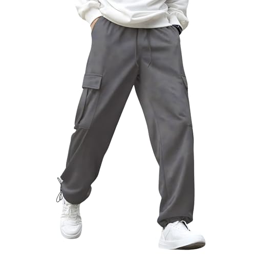 NOBERO Men's Loose Mid Rise Oversized Cargo Utility Joggers