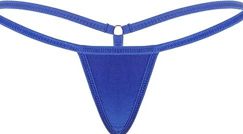 Women Strappy G-String Thong Underwear, Royal Blue, Minimal Coverage (in, Alpha, XL, Regular, Plus Size, Blue)-image-10