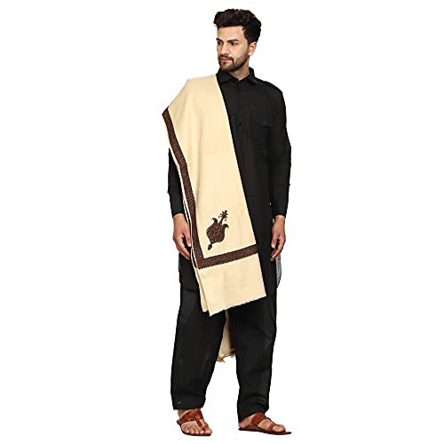Image of SWI WITH LABEL Men's Kashmiri Embroidered Wool Shawl