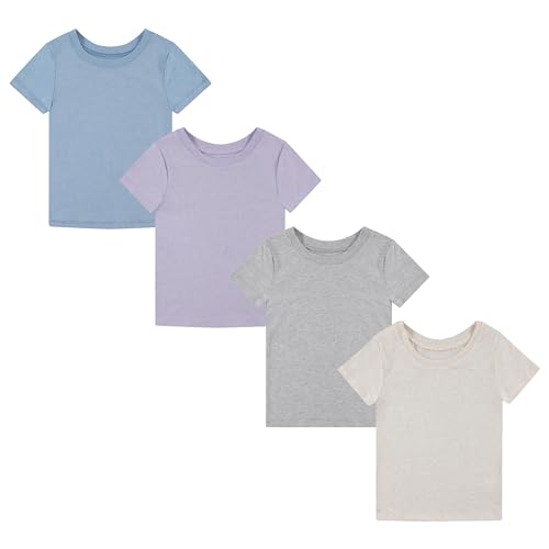 Image of BTween Girls 4 Piece Tops Fashionable Short Sleeve T-Shirt Casual Daily Shirt for Kids Assorted Colors