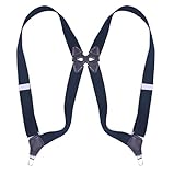 JFFCESTORE 2 Clips Herren Hosenträger X-Rücken Clip-On Elastische Hosenträger 3,6 cm Trucker-Stil Arbeit Hosenträger für Groß und Groß, Black Ge, Einheitsgröße