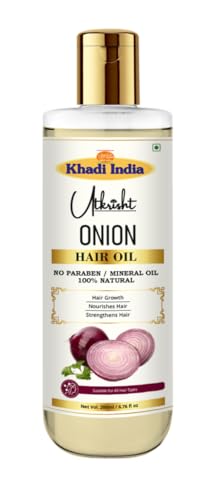 Image of Khadi Onion Hair Oil 200ml | Pure & Natural Oil for Hair Growth, Dry & Frizzy Hair | Non Sticky, Paraben & Mineral Oil Free | For All Hair Types | Daily Use for Men & Women