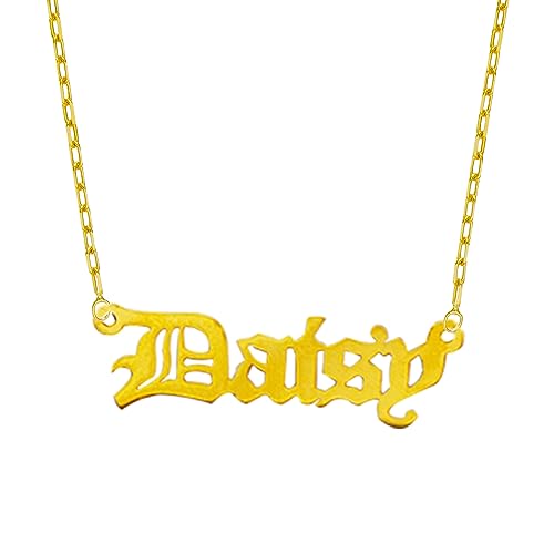 14K YELLOW SOLID GOLD OLD ENGLISH FONT PERSONALIZED CUSTOM NAME NECKLACE