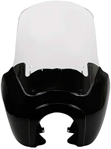 TCMT Headlight Fairing Cover With 15\" Smoke Windshield For Harley Dyna FXDXT T-Sport - Matte Black - View #7