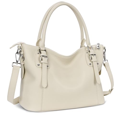 Image of HESHE Leather Purses and Handbag for Women Shoulder Bag Tote Top Handle Bag | Genuine Designer Large Capcity Hobo Crossbody Satchel Travel Work Ladies Zippered Ladies Daily Bag Adjustable Long Strap